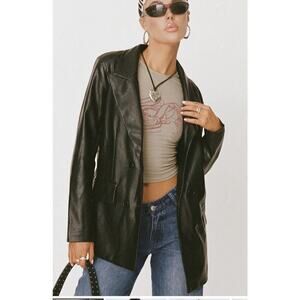 Princess Polly BLACK FAUX LEATHER DOUBLE BREASTED BLAZER JACKET PLUS SZ 20 NEW